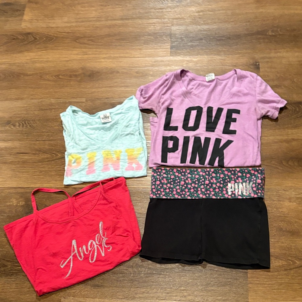 Victoria's Secret BUNDLE PINK T-Shirts and Shorts Set